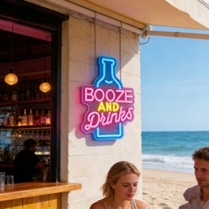 Enseigne néon LED « BOOZE and Drinks », décoration murale pour bar à domicile, fête, mariage, club - Product Image 4