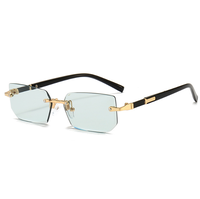 Lunettes de soleil rectangulaires sans monture Lunettes de soleil sans monture rose dégradé Lunettes de voyage Lunettes de soleil UV400 sans monture
