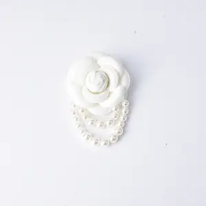 Double C Camellia Pearl Tassel Brooch Pin Women's Fashion Accessories Stylish Jewelry Brooches
