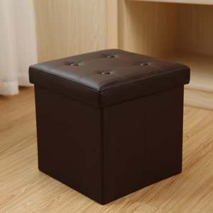 16inch Leather Footstool <b>Bench</b> Storage Ottoman <b>Folding</b> Foot Rest Stool - Product Image 6