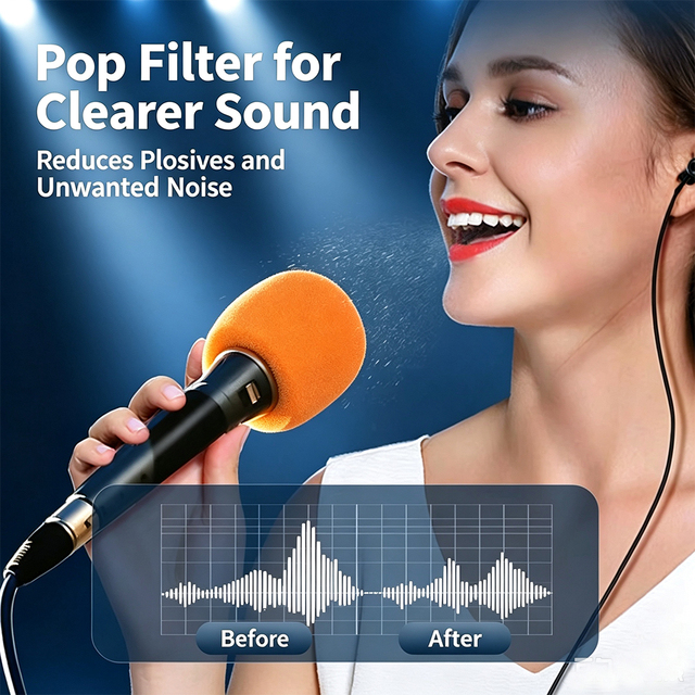 Thickened Mic Foam Windscreen 10mm Reusable Washable Microphone Sponge Cover Pop Filter for Handheld Karaoke Live Streaming Mic