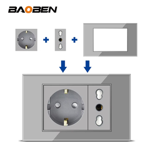 BAOBEN Prise Murale Standard UE Italie avec Interrupteur, Charge Rapide USB Type C, Module de Fonction DIY 4*2 4*4, Gris - Product Image 1