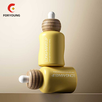 Botol Kaca Silinder Transparan Matte Dasar Tebal Mewah, Dapat Disesuaikan, 30ml 50ml 100ml, Untuk Serum Perawatan Kulit & Krim Wajah