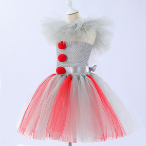 Gaun Tutu Kain Kasa Berlapis-lapis Warna Abu-abu untuk Kostum Badut <span class=keywords><strong>Halloween</strong></span> Karnaval Cosplay Anak Perempuan Grosir Hengzhihua dengan Aksesoris - Product Image 2