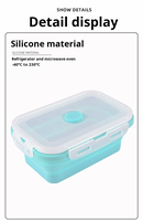 Boîte à lunch écologique en silicone anti-fuite pour enfants, 4 pièces, de qualité alimentaire, empilable, bento portable, anti-fuite, pliable