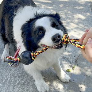 Set tali kunyah Anjing ramah lingkungan, Set tali katun pembersih gigi mainan hewan peliharaan gaya Modern bola untuk anjing grosir - Product Image 4