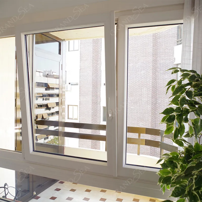 Grandsea ที่อยู่อาศัยกันเสียง UPVC หน้าต่างกระจกสองชั้นห้องน้ํา PVC หน้าต่างเล็กหน้าต่างกระจกสองชั้น
