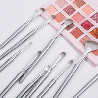 Ensemble de pinceaux de maquillage pour le visage en poils synthétiques de haute qualité avec manche en bois argenté professionnel, 14 pièces, échantillons gratuits, étiquette privée