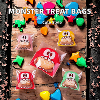 Sacs à friandises Monster Cookie en OPP, cellophane auto-adhésif pour boulangerie, biscuits, chocolats, snacks, sacs en PP pour T-shirts avec impression en gravure