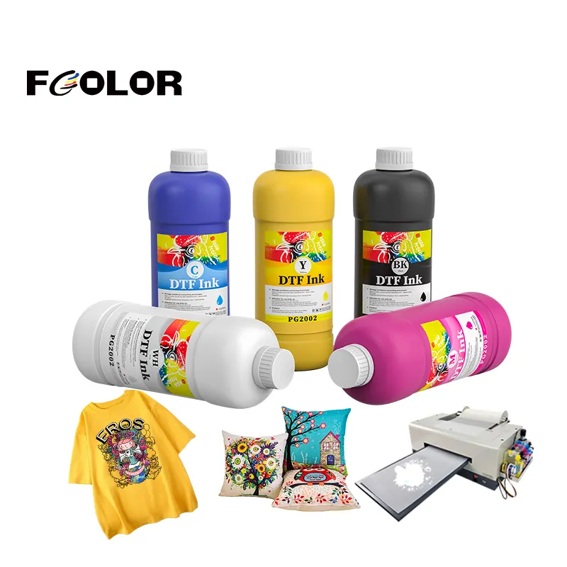 Fcolor Manufacturer 1000ml Transfer putih tinta DTF untuk Epson L805 I3200 L1800 Xp600 Printer mencetak pada T-shirt