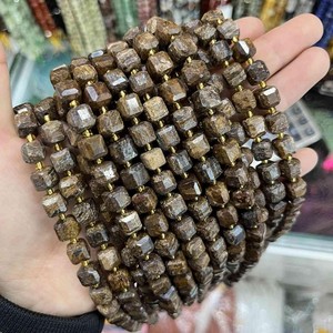 Cuentas de <span class=keywords><strong>Cuarzo</strong></span> Rosa Natural y Jaspe Rojo en Forma de Cubo Facetado, Hilo de 38cm y 8mm, para Adorno o Accesorio - Product Image 4