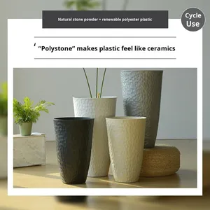 Pot de fleurs en <span class=keywords><strong>plastique</strong></span> nacré haut et élégant, épaissi, pour intérieur, salon, balcon, bureau, bac à plantes - Product Image 2