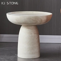 Boule ronde en pierre beige de conception nordique avec socle en marbre Table basse de meubles de salon