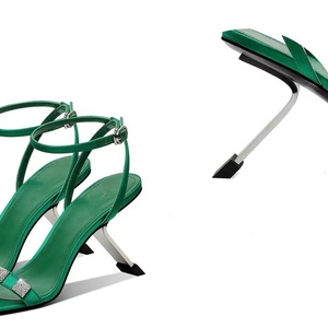 Women's Diamonds Rivets Straps Sandals Single <b>Band</b> High Heels Stiletto Ankle Buckles Shoes Wedge Metal Heeled Pumps - Product Image 4