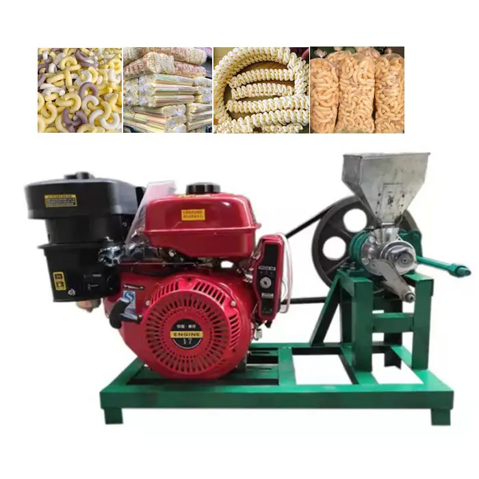Yüksek verimlilik Mini mısır ekstruderi makine yeni çelik tabanlı mısır ve pirinç şişirme aperatif gıda yapma makinesi mısır patlağı aperatifler yapımcısı