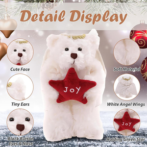 Ours en peluche de haute qualité avec des ailes blanches et un <span class=keywords><strong>halo</strong></span>, tenant une étoile avec l'espoir, la paix et le plaisir, cadeaux en peluche douce pour Noël - Product Image 3