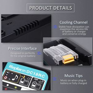 <span class=keywords><strong>DC18RC</strong></span> DC18RF 3A <span class=keywords><strong>chargeur</strong></span> de charge <span class=keywords><strong>rapide</strong></span> pour batterie d'outil électrique Li-ion Bl1860b Bl1830b Akku <span class=keywords><strong>chargeur</strong></span> 18v - Product Image 5