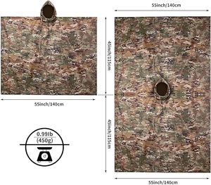 Multi Function Camouflage 3 in 1 Waterproof Rain Poncho Lightweight <strong>Raincoat</strong> for Hiking Camping - Product Image 4