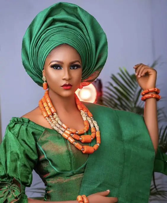 แอฟริกา Aso Oke แอฟริกา Aso-Oke Headtie Plain Asoke Gele ด้วยหิน