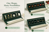 Boîte cadeau magnétique pliable en forme de prisme triangulaire personnalisée, vert menthe, 5 compartiments en velours, emballage de luxe pour chocolat d'hôtel OEM