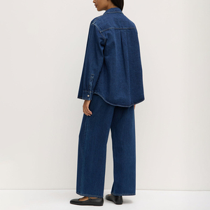 Maglietta in Denim OEM <span class=keywords><strong>da</strong></span> <span class=keywords><strong>donna</strong></span> 100% Design oversize in cotone Premium con orlo curvo <span class=keywords><strong>camicia</strong></span> <span class=keywords><strong>di</strong></span> <span class=keywords><strong>jeans</strong></span> Casual Streetwear - Product Image 5