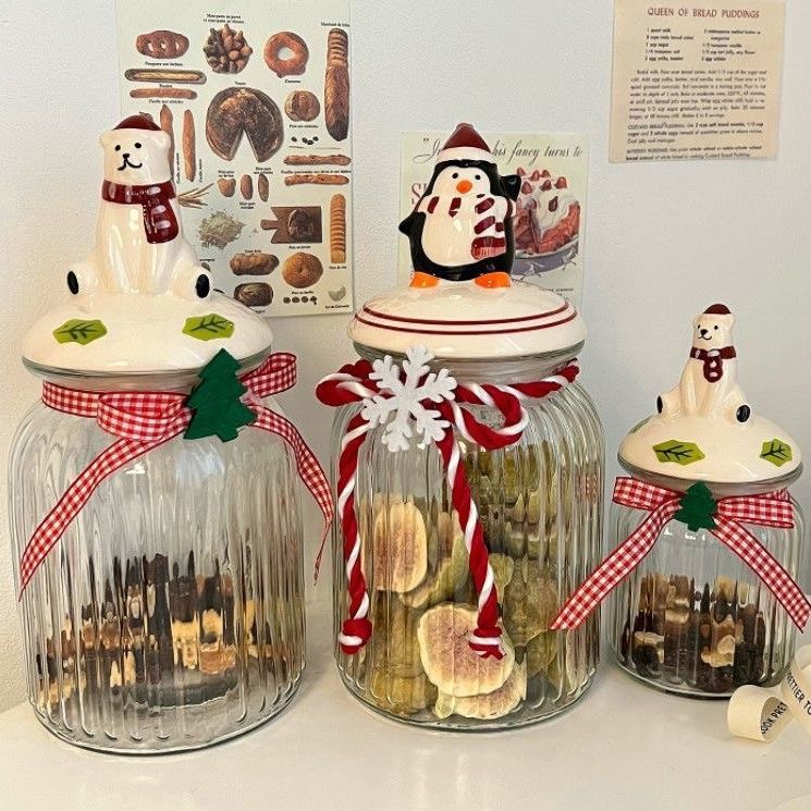 Kitchen ins glass sealed jar large candy storage jar biscuit dried fruit glass storage household decoration