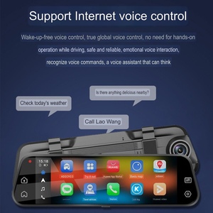 Carplay streaming phương tiện truyền thông lái xe máy ghi âm phía trước và phía sau máy ảnh kép gương chiếu hậu không dây máy ghi hình 4K HD - Product Image 5