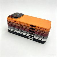Étui de téléphone magnétique en cuir orange avec grande fenêtre pour iPhone 15, 16, 17 Pro, 18 Max, transformable instantanément en 17 Pro Max