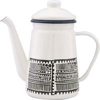 Théière en émail vintage 2L, blanche, faite à la main, avec logo personnalisé, pour café et thé, usage domestique, en métal émaillé, type percolateur