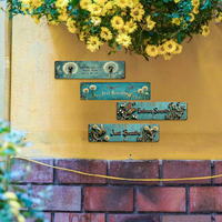 Décoration murale vintage en métal longue, motif pissenlit vert-bleu, papillon, abeille, libellule et citation de sérénité