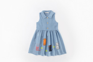 Ropa para Bebés de 1 Año, Vestidos Lindos y Encantadores para Niñas, Vestido de Mezclilla con Diseño de Gato de China - Product Image 6