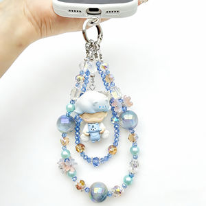 Chaîne de téléphone en résine perlée de luxe, <span class=keywords><strong>cordon</strong></span> bleu perlé, porte-clés tendance, mains libres - Product Image 6