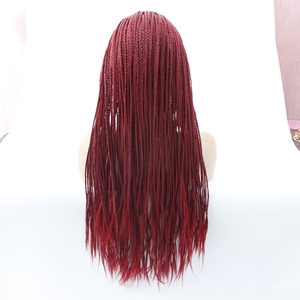 Peluca LINDALHAIR con <span class=keywords><strong>dos</strong></span> Fresno 360 encaje trenzado, pelucas ashro afroamericanas <span class=keywords><strong>trenzas</strong></span> negras caja azul peluca frontal trenzada Rojo - Product Image 2