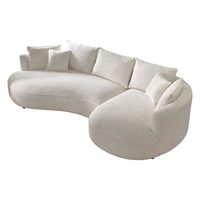 Canapé d'angle moderne en L compressé et incurvé, avec revêtement en tissu et rembourrage en mousse, idéal pour appartement, livré en boîte
