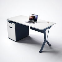 Bureau de travail moderne pour la maison avec tiroirs, petit bureau d'ordinateur en bois, table d'étude de style nordique avec armoire de rangement