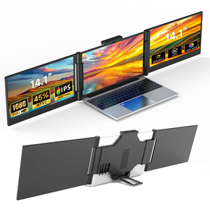 Écran d'extension <span class=keywords><strong>double</strong></span> 14,1 pouces pour ordinateurs portables, Full HD 1920x1080, dalle IPS, 2 ports Type-C, 1 port Mini, portable, pour professionnels - Product Image 1