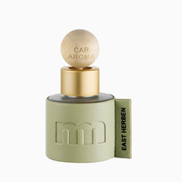 Diffuseur d'huiles essentielles pour voiture en cuir PU avec logo personnalisé, bouteille en verre, boule en bois, parfum pour porte-gobelet auto
