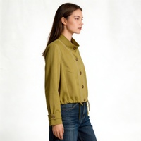 Manteau décontracté élégant et polyvalent en lin vert olive, imperméable et coupe-vent, à double boutonnage, léger et à manches longues, idéal pour le printemps