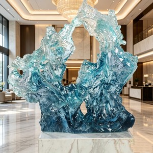 CP015 Résine Époxy Transparente Anti-Rayures, Décoration en Forme de <span class=keywords><strong>Montagne</strong></span> Irrégulière Creuse Style Liuli pour Hall d'Hôtel et Salle d'Exposition - Product Image 1