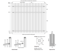 Panneaux de clôture en aluminium et acier élégants, faciles à assembler, sur mesure, 6 pieds, 3 rails, dessus plat, pour jardin
