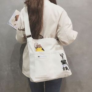 Custom Fashion Zipper Closure Letter Pattern Crossbody Shoulder Tote Bag for Women Korean Organic Cotton <b>Large</b> <b>Plain</b> <b>Canvas</b> - Product Image 1