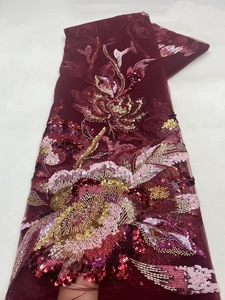 NI.AI Nuevo estilo Anul Bordado Floral Secuencia Tela de encaje Material de la ropa Tela de encaje con cuentas - Product Image 3