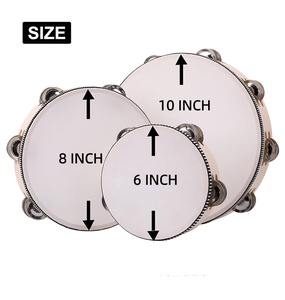 Tambourins à percussion pour adultes, 10 pouces, pour la danse chrétienne en église, avec double rangée de grelots, pour la prière et les fêtes - Product Image 4