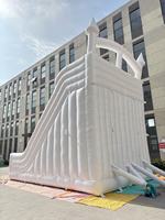 Château gonflable géant entièrement blanc personnalisé en usine avec grand toboggan et piscine pour adultes en PVC