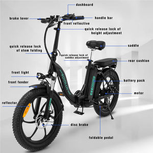 Bicicleta Eléctrica Plegable KOOLUX BK6S de 20*3.0 Pulgadas, 250W, con Motor Trasero de Aleación de Aluminio, Frenos de Disco y Batería Extraíble - Product Image 2