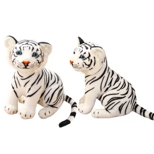 Personalizado Animal Tigre Muñeco de peluche Personalizado Plushie Tigre Animal de peluche Suave Blanco Amarillo Animal Tigre de peluche de juguete