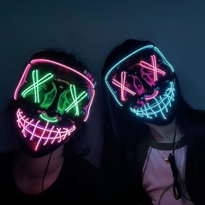 Máscara LED <span class=keywords><strong>de</strong></span> Halloween <span class=keywords><strong>con</strong></span> Inversor EL, Máscara Oni Brillante, Accesorios para Festivales, Máscara <span class=keywords><strong>de</strong></span> Alambre EL Rojo - Product Image 5