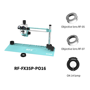RF4 RF-FX35P-PO16 Trinoküler <span class=keywords><strong>Stereo</strong></span> <span class=keywords><strong>Mikroskop</strong></span> Kiti Lehimleme Matı LED Işık 0.5X/0.7X Objektif Lens Cep Telefonları PCB Lehimleme - Product Image 1