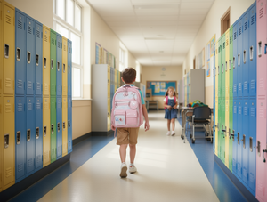 Zaino per bambini da 15 pollici, tinta unita, tasca frontale, per uso scolastico, materiale in poliestere unisex - Product Image 2