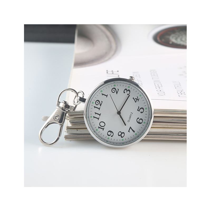 Hot Selling Cheap Custom LOGO Luminous Quartz Pocket Nurse Watch Keychain Medical Women Open Face Quartz Pocket Watch